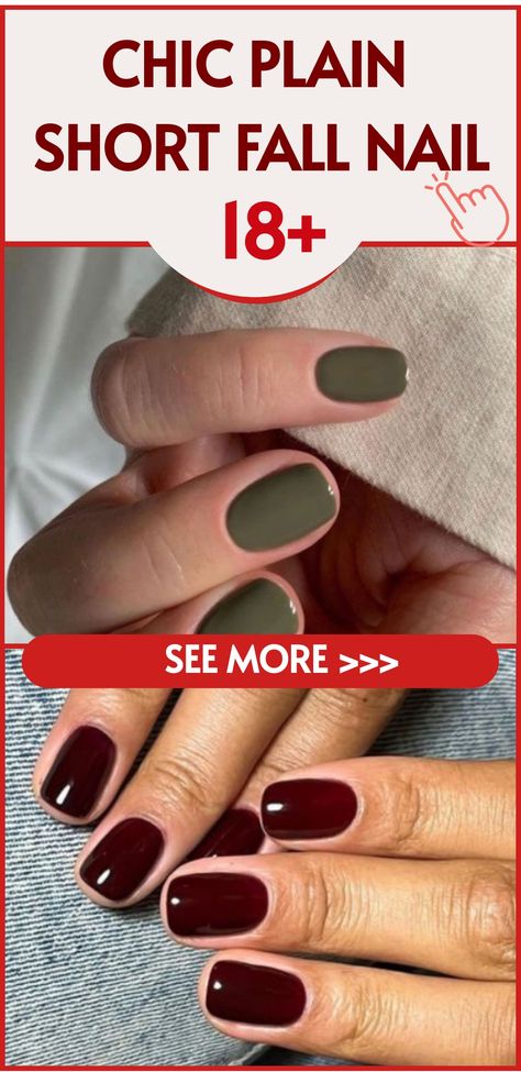 Discover the beauty of chic plain short nails this autumn season! Short nails make for a stylish and versatile choice, perfect for a clean and natural look. Embrace neutral shades like nude, taupe, or soft gray for an elegant touch. With short nails, you'll have low-maintenance elegance that suits your busy fall schedule - from apple picking to cozy evenings in. These chic plain short fall nails are ideal for any occasion this season, effortlessly complementing your style. Try them out today! Short Nails Shellac Fall, Nail Color That Matches Everything, Fall Nail Colors Gel Polish Short Nails, Short Sns Nails Fall, Acrylic Nails Plain Color Fall, Nail Designs For Small Nail Beds, Short Nails 2024 Fall, No Chip Manicure Ideas Fall, Classy Fall Nails Short Square