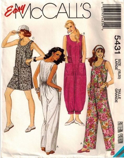 Womens Romper Sewing Pattern Vintage 90s Misses Jumpsuit Sewing Pattern Three Lengths Baggy Jumpsuit Sewing Pattern, Jumpsuit Sewing, Remake Clothes, Womens Romper, Romper Sewing Pattern, Jumpsuit Pattern Sewing, Sewing Pattern Vintage, Era Fashion, Female Drawing