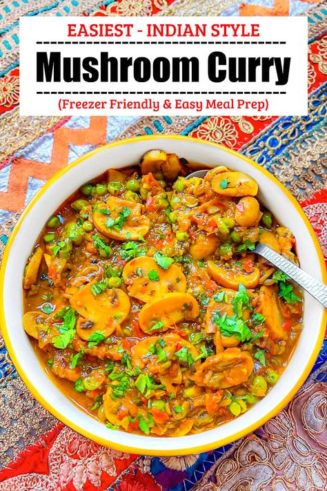 Easy Indian Mushroom Curry Recipe (Mushroom Masala) Indian Mushroom, Mushroom Masala Recipe, Mushroom Marsala, Mushroom Masala, Recipe Mushroom, Make Step By Step, Mushroom Curry, Curry Spices, Meatless Dinner