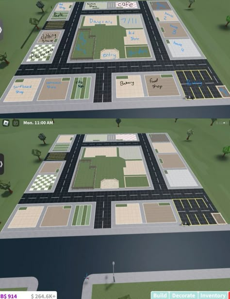 Town Inspo Bloxburg Layout, Town Floor Plan Bloxburg, Bloxburg London City Layout, Bloxburg Builds Town, Bloxburg Town Large Plot, Town Build Bloxburg, Roblox Bloxburg City Layout, City In Bloxburg Layout, Bloxburg City Layout No Large Plot