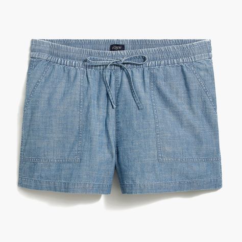 Shop J.Crew Factory for the Chambray drawstring short for Women. Find the best selection of Women Shorts available in-stores and online. Fall Suit, Short For Women, Black And Black, Matching Family Outfits, Nice Shorts, Dress With Cardigan, Drawstring Shorts, J Crew Factory, Graphic Tee Shirts