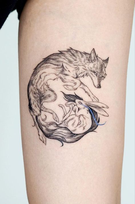 Wolf Rabbit, Coyote Tattoo, Forest Tattoos, Fox Tattoo, Body Is A Temple, Wolf Tattoo, Dream Tattoos, Unique Tattoo, Body Art Tattoos