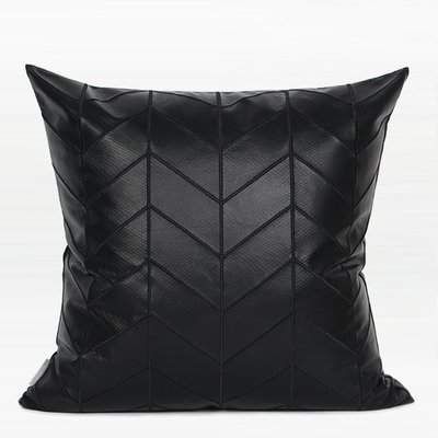 Black Leather Pillow, Beaded Throw Pillows, Leather Throw Pillows, Black Pillows, Leather Pillow, Pattern Pillow, Leather Cushion, Cover Black, Cotton Throw Pillow