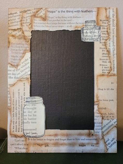 Newspaper Picture Frame, Diy Frame Ideas Cardboard, Cardboard Frame Diy, Decorated Picture Frames, Torn Book Pages, Psychology Project, Notice Board Decoration, Newspaper Pictures, Cardboard Picture Frames