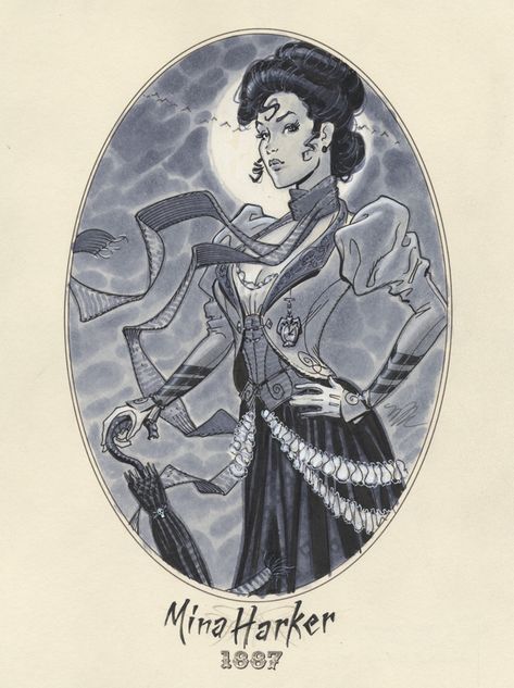 Mina Harker 1887 by Michael Dooney Mina Harker, Dracula Book, Dc And Marvel, Deadpool Funny, Marvel Heroines, My Idea, Steampunk Art, Comic Book Artists, Retro Futurism