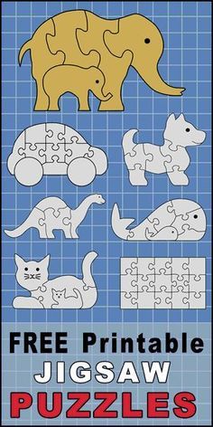 FREE printable DIY jigsaw puzzle patterns, stencils, and templates. Use your scroll saw, Cricut, or Silhouette to create HOMEMADE puzzles ... Diy Jigsaw Puzzle, Scroll Saw Patterns Free, Wooden Toys Plans, Jigsaw Puzzles For Kids, Woodworking For Kids, Woodworking Patterns, Wood Working Gifts, Cardigan Winter, Wood Puzzles