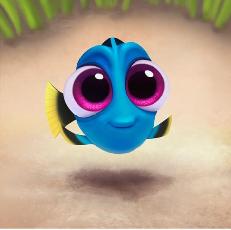 Cute Anime Pfp, Baby Dory, Purple Pfp, Disney Mignon, Cute Disney Characters, Cute Disney Pictures, Art Disney, Finding Dory, Pinturas Disney