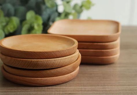 Sakura Cloud Wooden Food Tray | YesStyle Wood Serving Platter, Steak Plates, Food Serving Trays, Snack Tray, Snack Plate, Wooden Plates, Fruit Plate, Serving Food, Wooden Bowls