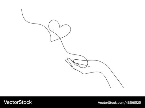 Hands Holding Heart Drawing, Hands Reaching Out For Each Other, Hands Holding Heart, Continuous Line Drawing, Heart Drawing, Continuous Line, Freelance Graphic Design, Line Tattoos, Minimalist Tattoo