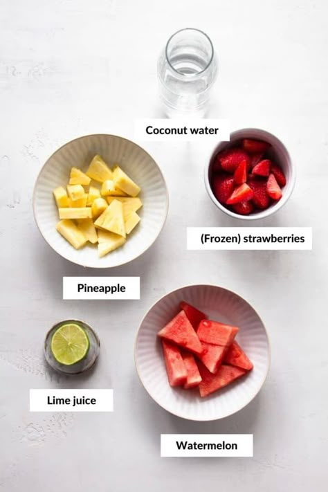 Freeze Watermelon, Smoothie Without Milk, Strawberry Watermelon Smoothie, Strawberry Pineapple Smoothie, Watermelon Smoothie Recipes, Pineapple Smoothie Recipes, Watermelon Smoothie, Homemade Nut Butter, Watermelon Drink