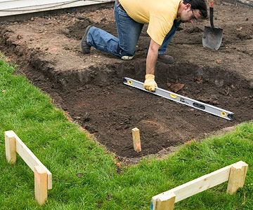 How to Excavate for a Patio, Walk, or Wall Footing Decorating Patio Ideas, Aesthetic Patio, Patio Aesthetic, Patio Gardening, Patio Decorations, Arm Strength, Garden Rake, Diy Lawn, Concrete Pad