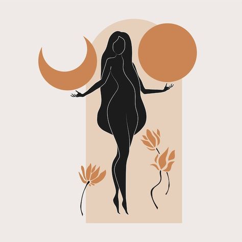 Gold and black feminine wall art vector ... | Premium Vector #Freepik #vector #body-line #mid-century #mystic #body-outline Abstract Body Art, Cuadros Diy, Wallpaper Minimal, Feminine Wall Art, Boho Painting, Cover Wallpaper, Minimal Wall, Minimal Wall Art, Feminine Art