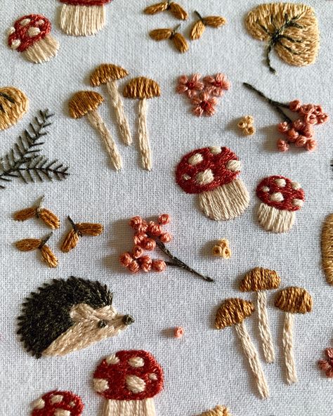 Mushies 🍄🍄🍄‍🟫🍄‍🟫 . . . #embroiderykit #embroidery #embroideryart #embroideryhoop #embroiderydesign #floralembroidery #modernembroidery #embroiderylove #handembroidery #dmcthreads #embroiderypattern #embroideryartist #embroideryhoopart #dmcembroidery #embroiderywork #craftgiftideas #hedgehogembroidery #craftkit #embroiderygiftideas #hoopart #fallvibes #stitchersofinstagram #contemporaryembroidery #hedgehogs #embroideryhoops #embriodery #damngoodstitch #crossstitch #winterembroidery Embroidery Designs Mushroom, Simple Mushroom Embroidery, Embroidered Mushrooms Simple, Mushroom Embroidery Simple, Mushroom Hand Embroidery, Embroidery Inspiration Clothing, Mushroom Embroidery Pattern, Embroidery Mushrooms, Embroidery Cottagecore