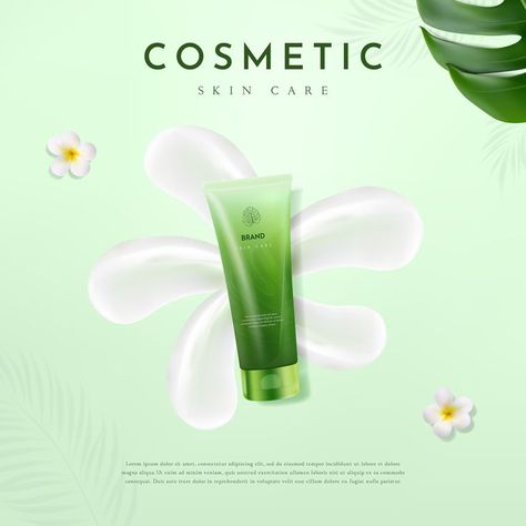 Green Skincare, Green Cosmetics, Cosmetics Banner, Instagram Template Design, Skin Care Brands, Cosmetic Skin Care, Social Media Banner, Creative Ads, Main Page