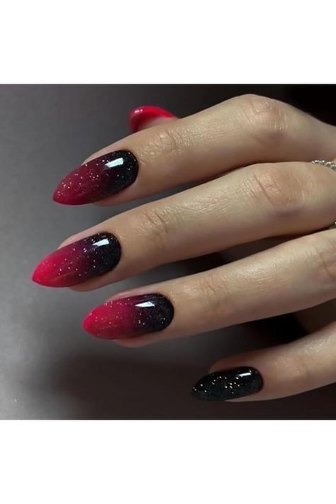 Cat Eye Press on Nails Short Almond Fake Nails Red Black Gradient False Nails Glossy Full Cover Stick on Nails Acrylic Red Black Ombre Artificial Nails for Women 30 Pcs Black And Red Nails Short, Red And Black Nails Design, Red Nails Short, Red Black Ombre, Nails Acrylic Red, Black And Red Nails, Short Red Nails, Black Ombre Nails, Nails Short Almond