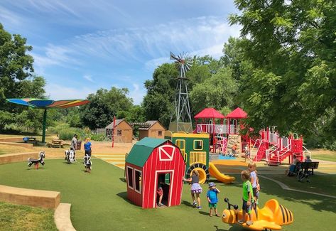 County Farm Park in Ann Arbor is a free park that has plenty of climbing structures, beautiful gardens and hiking trails for all levels. Farm Playground, Big Water Slides, Church Playground, Kids Backyard Playground, Preschool Decor, Farm School, Kids Indoor Playground, Outdoor Park, Farm Kids