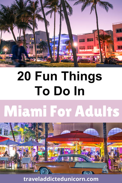 Discover the best fun things to do in Miami for adults with this helpful guide! From exciting nightlife and trendy bars to stunning beaches and cultural hotspots, Miami offers endless entertainment options. Whether you're into art, dining, or outdoor adventures, this blog post highlights the top activities that make Miami the perfect destination for grown-up fun. Ready to plan your next Miami adventure? Click through for all the details! #Miami #MiamiForAdults #TravelIdeas #Nightlife Top Things To Do In Miami, Miami On A Budget, Miami Must Do, Miami Things To Do In One Day, What To Do In Miami Florida, Things To Do In Miami For Couples, Miami To Do, Fun Things To Do In Miami, Miami Things To Do