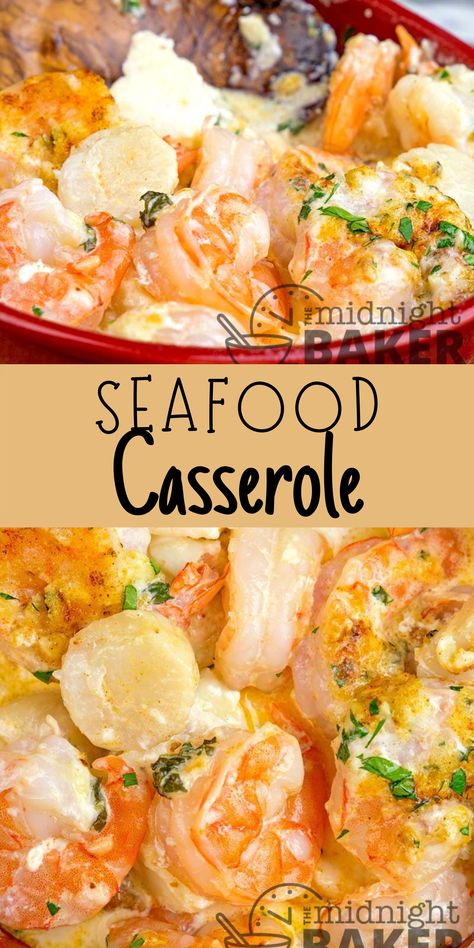 Shrimp And Scallop Recipes, Fish Casserole, Seafood Casserole Recipes, Seafood Dinner Recipes, Seafood Dish Recipes, Sea Food Salad Recipes, Seafood Entrees, Seafood Chowder, Delicious Seafood Recipes