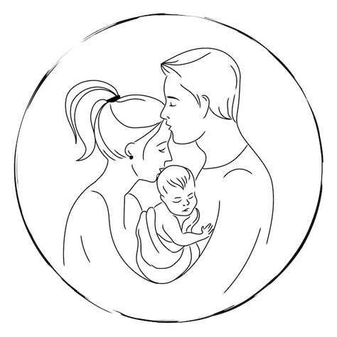 Happy mother and father holding newborn ... | Premium Vector #Freepik #vector #mother-care #motherhood #mother-baby #parenthood Newborn Baby Drawing, Holding Newborn, Mother Father And Baby, Family Sketch, Baby Sketch, Easy Mandala Drawing, Simple Hand Embroidery Patterns, Father And Baby, Family Drawing