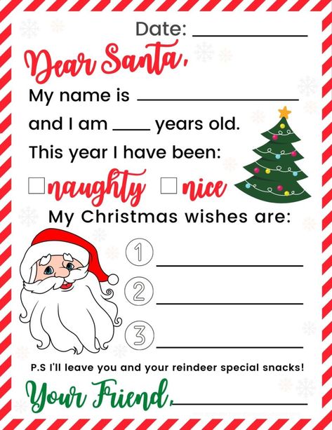 Here is an adorable free printable letter to Santa that is perfect for even the youngest kids! This printable letter for Santa template is a great way to kick off the holiday season and get the kids excited about Christmas. A Letter To Santa, Letter To Santa Template, Santa Claus Letter Template, Santa Letterhead, Free Printable Santa Letters, Free Letters From Santa, Santa Claus Letter, Santa Writing, Santa Template