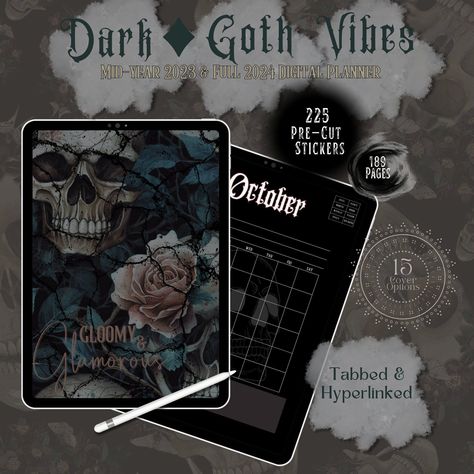 Gothic Planner Digital Planner Gothic Good Notes Planner Goth Planner Goth Journal Spooky Planner Witchy Planner Goth Digital Planner Goth postitmenuplanner #christianplanner📈 Goth Journal, Gothic Planner, Goodnotes Ideas, Goth Planner, Good Notes Planner, Witchy Planner, Life On Track, New Goth, Gratitude Journal Prompts