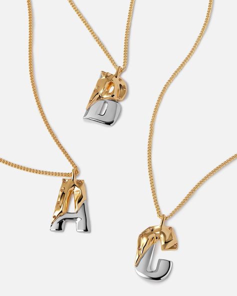 On a delicate curb chain, this unique initial A-Z pendant necklace is here, with its deconstructed silhouette and contrasting colors, polished finishes breaking free from rough folds, filling the gaps in fashion for fun to coexist with a sense of free spirit. The unwrapped signature is not merely well-made or cool-looking; it tells a whole story. Sign off your necklace layers with a statment initial that say it all.     Length: 21.6in Width: 2mm Stone: Brown Pendant Size: 26x16.7mm Material: Cry Necklace Layers, K Necklace, Lucky Jewelry, Breaking Free, Cotton Gloves, Letter Pendant Necklace, Pinterest Closet, Letter Pendants, Recycled Sterling Silver