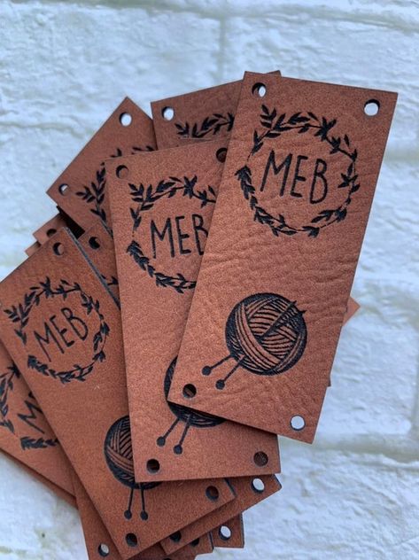 Knitting Tag Personalized, Sewing Tags, Handmade Labels for Crochet, Custom Knitting Tags, Knitting Knitting Logo, Tags For Handmade Items, Crochet Labels, Leather Tags, Business Labels, Knitting And Crocheting, Product Labels, Diy Tags, Sewing Tags