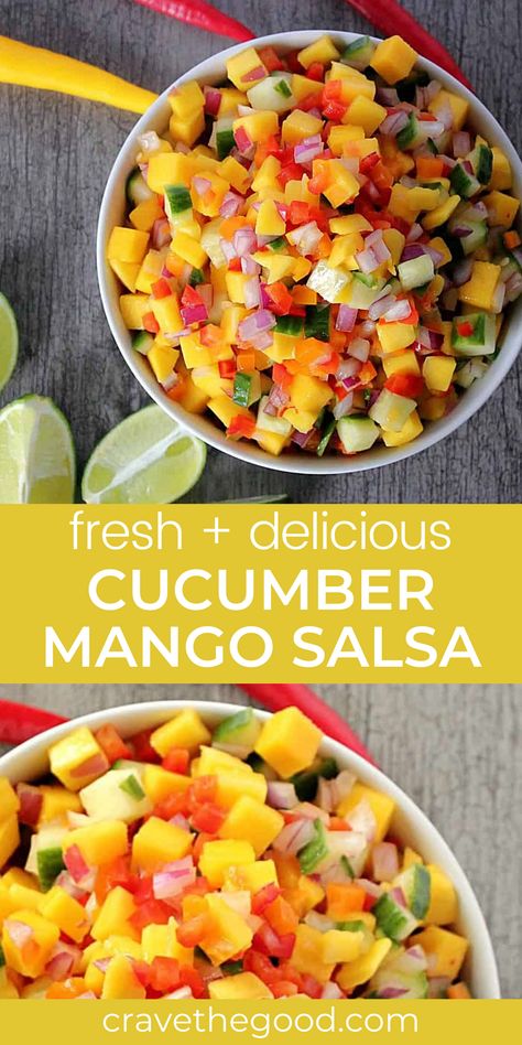 Mango Salsa For Fish, Fresh Mango Salsa Recipe, Mango Salsa Recipe, Fresh Mango Salsa, Fresh Salsa Recipe, Cucumber Salsa, Mango Salsa Recipes, Salsa Fresca, Spicy Salsa