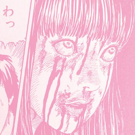 Creepy Pink Aesthetic, Junji Ito Tomie, Creepy Cute Aesthetic, Anime Wall Prints !!, Arte Van Gogh, Yami Kawaii, Junji Ito, Pink Themes, Creepy Cute