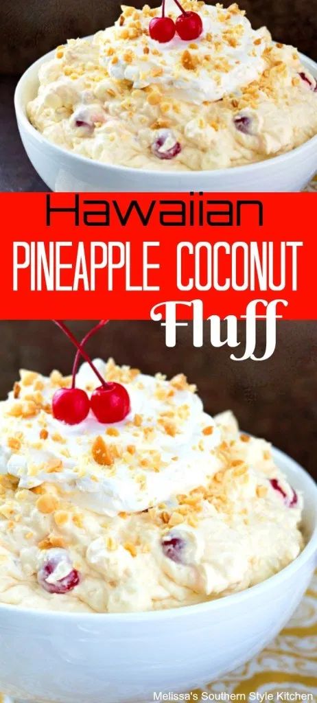 Hawaiian Food Recipes Desserts, Pineapple Party Food, Hawaiian Pineapple Fluff, Hawaiian Recipes Dessert, Hawaiian Pineapple Coconut Cookies, Hawaiian Fluff Salad, Pineapple Coconut Recipes, Hawaiian Christmas Dinner Ideas, Hawian Food Luau Party