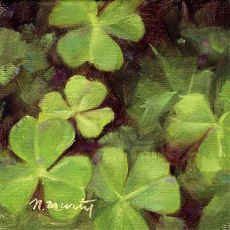 Clover Painting Acrylic, Lucky Clover Aesthetic, Clovers Aesthetic, Four Leaf Clover Painting, Four Leaf Clover Aesthetic, Four Leaf Clover Art, Clover Aesthetic, Clover Oil, Clover Painting