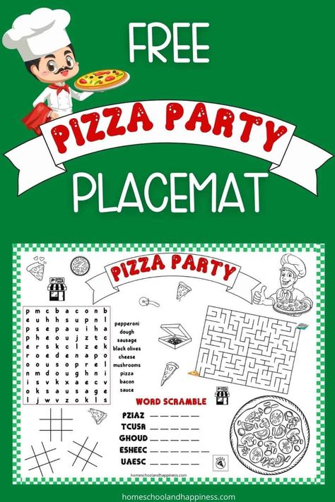 Pizza Placemat Printable Activity Pizza Bingo Free Printable, Free Pizza Printables, Pizza Party Games For Kids, National Pizza Day Activities, Pizza Games For Kids, Pizza Day Activities For Kids, Pizza Party Food Ideas, Pizza Activities For Kids, Pizza Day Activities