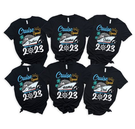 "Custom Cruise Squad 2023 Shirt, Cruise Squad Shirt, Custom Cruise Squad Group Shirt for 2023 Season, Custom Family Cruise Shirts, Cruise * Processing time is 1 business day (there may be exceptions during holiday seasons). Delivery time is based on your shipping type selection and location. Please check the estimated delivery times at checkout and upgrade the shipping at checkout if you need it sooner. * All items are made-to-order. Because of the nature of these items, unless they arrive damag Cruise Group Outfits, Family Cruise Shirts Ideas Carnival, Family Cruise 2023 Shirts, Cruise Tshirt Ideas, Cruise Group Shirts, Cruise Shirts Ideas Group Family, Family Cruise Shirts Ideas, Cruise Squad Shirts, Cruise Tshirts For Friends