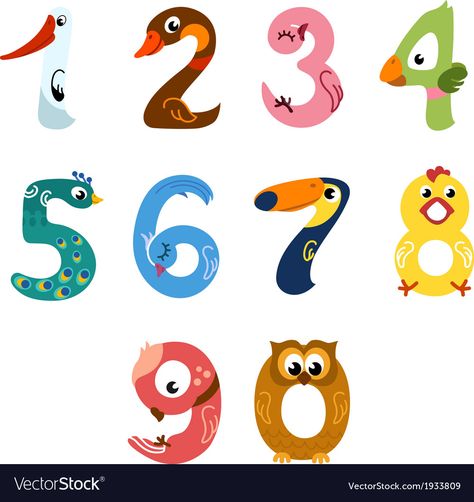 Draw Numbers, Number Typography, Number Crafts, Birds Vector, Alphabet Prints, Numbers Typography, Number Art, Kid Fonts, Numbers For Kids