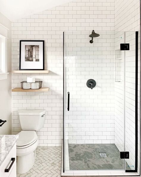 Small Narrow Bathroom, Small Bathroom Layout, Standing Shower, Narrow Bathroom, Basement Bathroom, Bathroom Inspiration Decor, Corner Shower, Upstairs Bathrooms, Tiny Bathroom