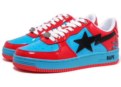 Marvel Shoes, Bape Shoes, Bape Sneakers, Bape Sta, Bape Hoodie, Painted Canvas Shoes, Ape Bape, Diy Sneakers, Marvel Logo