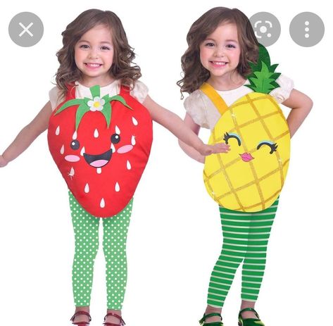 Pineapple Costume Diy, Fruit Fancy Dress, Vegetable Dress, Pineapple Costume, Family Themed Halloween Costumes, Food Strawberry, Fruit Costumes, Kids Fruit, Themed Halloween Costumes