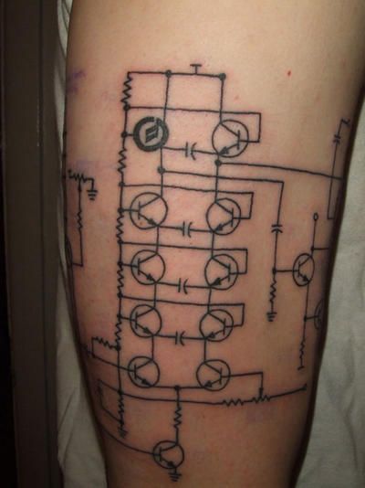 Has anybody seen any good Electrical Engineering related tattoos? - Non-Ski Gabber - Newschoolers.com Engineering Tattoo, Circuit Tattoo, Penguin Tattoo, Geek Tattoo, Geek Design, Cat Treat Recipes, Bra Pattern, Old Computers, Recipe From Scratch