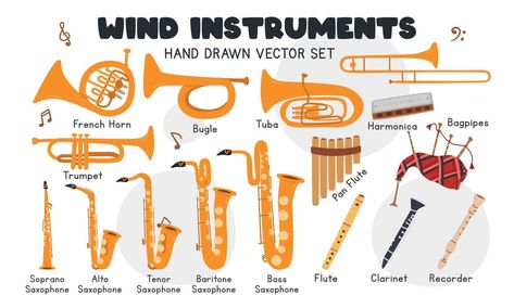 Instrument Clipart, Cute Violin, Musical Instruments Clipart, Bass Saxophone, Instrument Families, Violin Cello, Wind Instruments, D D Classes, Brass Instruments