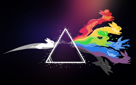 Pokemon Eeve evolution illustration #Eevee Pink Floyd #Pokémon #colorful #Leafeon #Glaceon #Jolteon #Vaporeon #Flareon #Espeon #Umbreon #anime #triangle #rainbows #2K #wallpaper #hdwallpaper #desktop Evoluzioni Eevee, Pokemon Pink, Pink Floyd Wallpaper, Eevee Wallpaper, Marshmello Wallpapers, Gijinka Pokemon, Pokemon Backgrounds, Eevee Evolutions, Youtube Channel Art