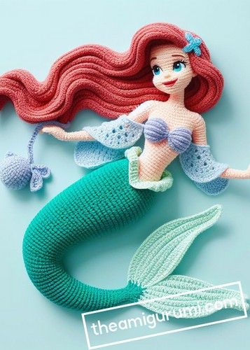 Crochet Ariel Doll, Crochet Stitch Doll Free Pattern, Crochet Ariel Doll Free Pattern, Amigurumi Disney Free Pattern, Mermaid Free Crochet Pattern, Ariel Crochet Pattern Free, Mermaid Tail Crochet Pattern Free, Free Crochet Mermaid Pattern, Ariel Crochet Pattern