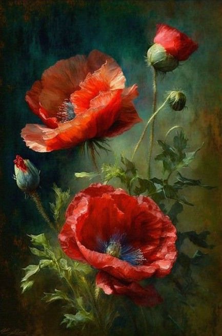 Poppy Flower Oil Painting, Poppy Oil Painting, Poppy Painting Acrylic, Pictures Of Poppy Flowers, Poppy Flower Painting, Abstract Poppies, Red Poppy Flower, Whimsical Art Paintings, Poppy Art