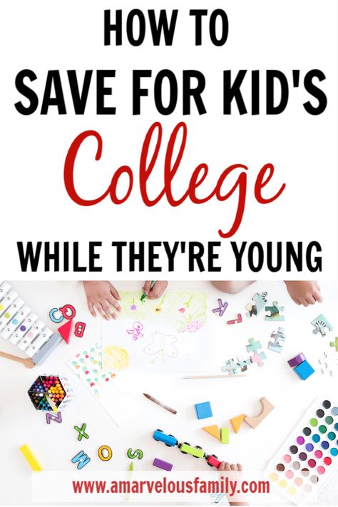 Do you have a plan to save for kid's college expenses? Starting to save money early for your kids college costs will give you plenty of time to save and plan. It'll also help you get your kids invested and involved in paying for their own college expenses. How to save for kid's college while they're still young - A Marvelous Family Savings For Kids, Money For Kids, College Expenses, College Planning, Saving For College, Parenting Teens, Start Saving, Smart Money, Work From Home Moms