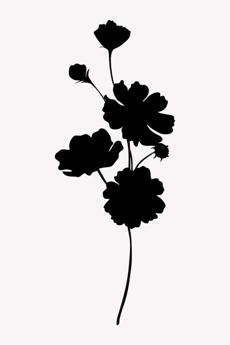 Silhouette daisy flower, spring illustration | Free Photo - rawpixel Black Flower Illustration, Black And White Flower Illustration, Flower Silhouette Templates, Flower Silhouette Tattoo, Flower Silhouette Stencil, Daisy Silhouette, Daisy Clipart, Flowers Silhouette, Graphic Techniques