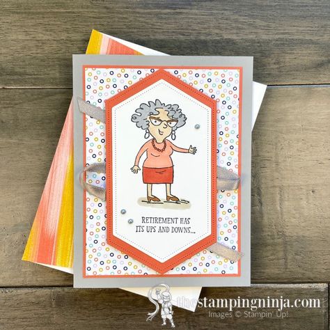 Retirement Card Ideas For Women, Su Retirement Card Ideas, Stampinup Retirement Cards, Retirement Cards Diy, Stampin Up Senior Years Retirement Cards, Senior Years Su Cards, Retirement Stampin Up Cards, Stampin Up Retirement Card Ideas, Retirement Cards Stampin Up Ideas