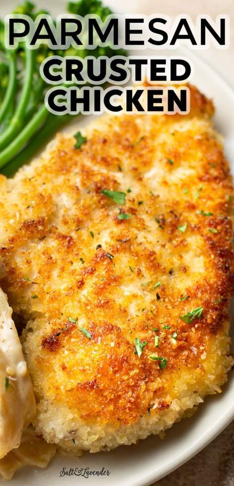 Parmesan Crusted Chicken Recipe, Chicken Parmesan Recipe Easy, Breaded Chicken Recipes, Chicken Breast Recipes Baked, Custom Menu, Parmesan Crusted Chicken, Parmesan Crusted, Crusted Chicken, Chicken Meals