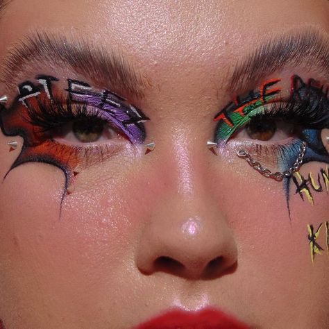 Ateez Inspired Makeup, Ateez Makeup Inspired, Ateez Official, Radiant Creamy Concealer, Rhinestone Makeup, Danessa Myricks, Routine Aesthetic, Avant Garde Makeup, Graphic Makeup