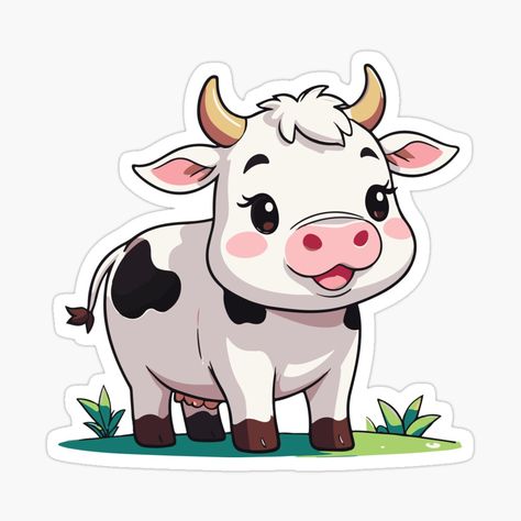 Get my art printed on awesome products. Support me at Redbubble #RBandME: https://www.redbubble.com/i/sticker/Cute-Cow-Cartoon-by-Atlantico54/160111592.JCQM3?asc=u Cow Cartoon Drawing, Cute Cow Sticker, Cow Stickers, Cow Cartoon, Cute Cow, Plastic Stickers, Decorate Notebook, Cartoon Stickers, Cute Cows