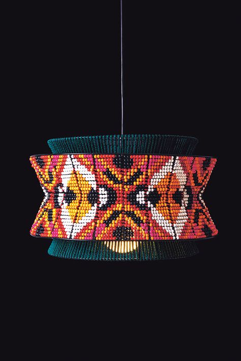 Latest Collection: Pendant Lights by Thabisa Mjo of Mash. T - Visi African Interior Design, South African Design, African Inspired Decor, Beaded Lamps, African Interior, T Design, Lampshade Designs, Lobby Interior, Diy Furniture Renovation