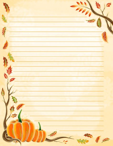 Free printable watercolor fall stationery in JPG and PDF formats. The stationery is available in lined and unlined versions. Download it at https://museprintables.com/download/stationery/watercolor-fall/ Fall Writing Paper, Paper With Lines, Fall Borders, Writing Paper Template, Stationary Printable, Printable Lined Paper, Fall Writing, Halloween Writing, Lined Writing Paper